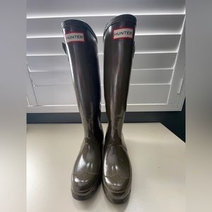 Hunter Green Rain Boots Rubber Size 5